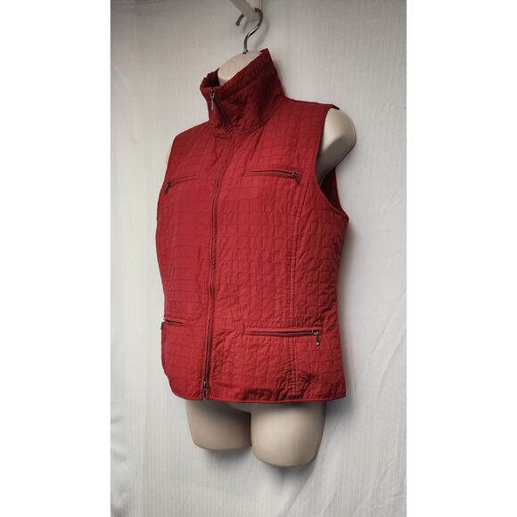 Chico's Women’s Red Sleeveless Vest Front Zipper Pockets Size 0/US 4 Small - Picture 3 of 7